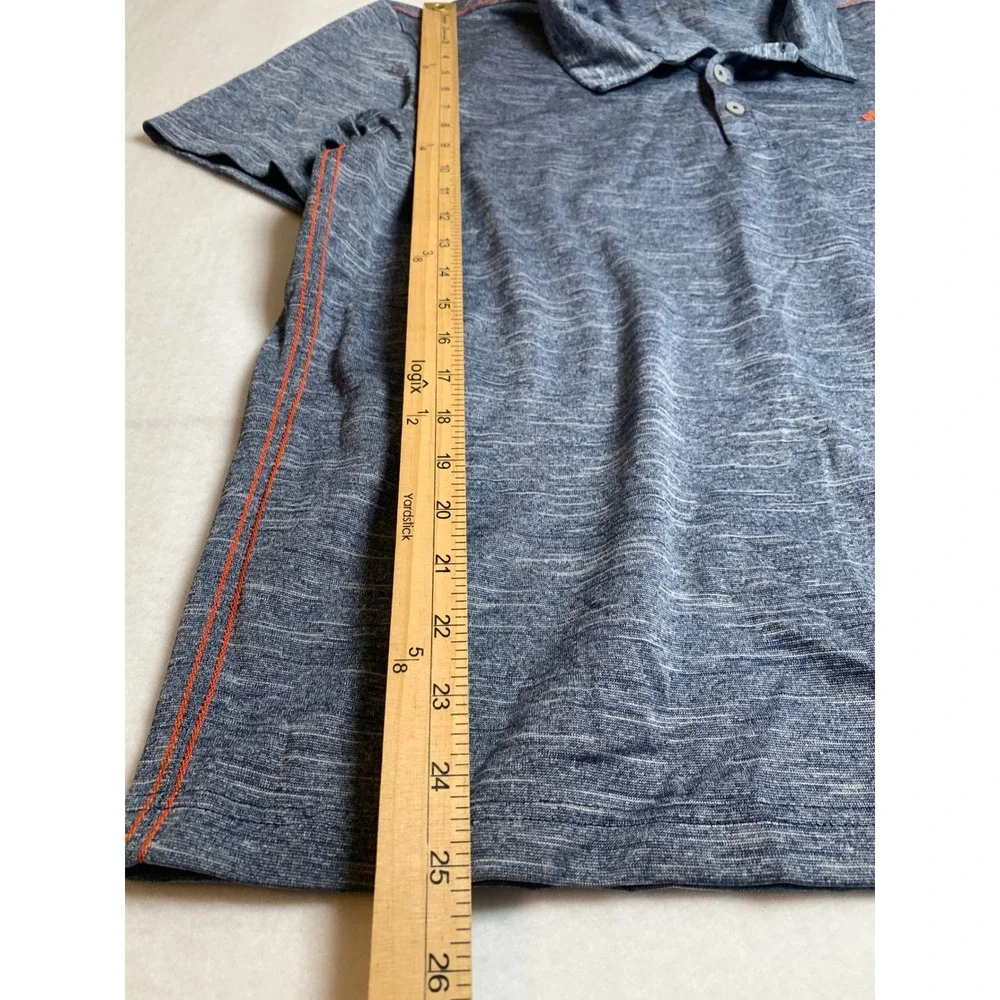 Adidas Mens‎ Large Blue Heather Space Dye Polo Shirt Orange Logo Golf Athletic